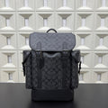 Coach Men's Hudson Backpack in Signature Canvas – Charcoal/Black Travel Leather Rucksack