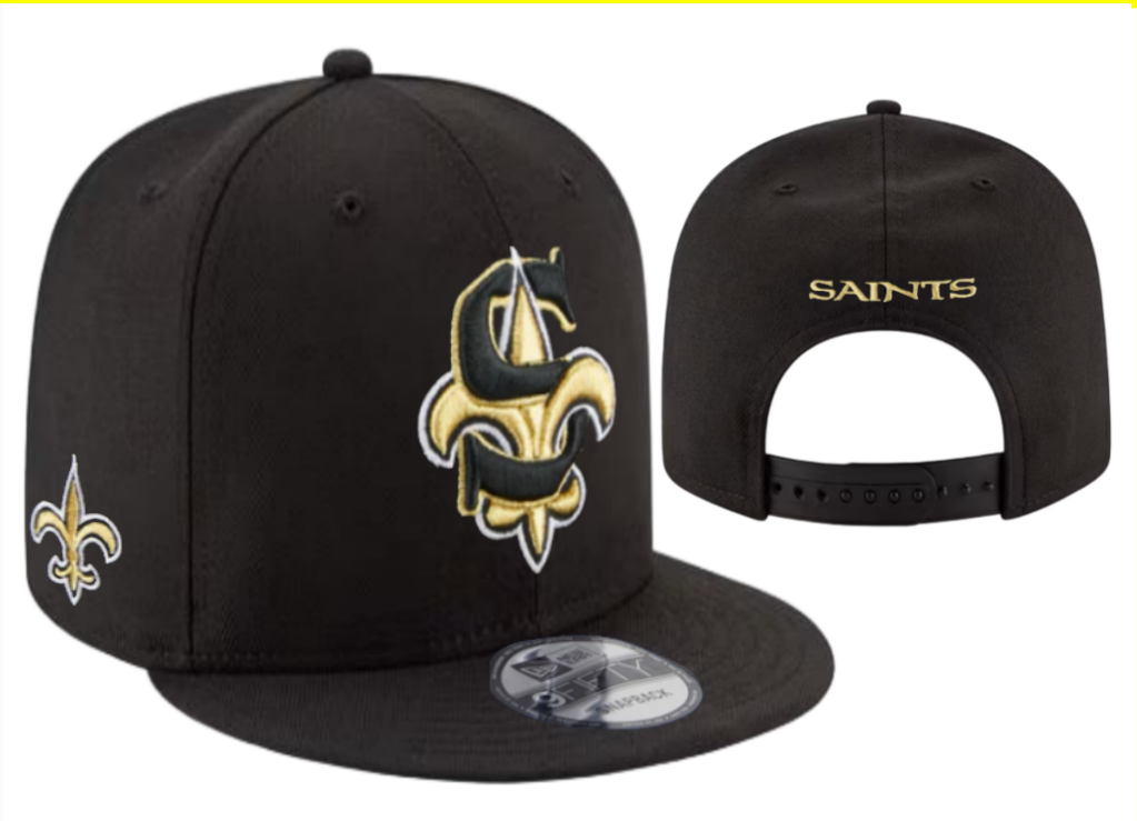 New Orleans Saints Embroidered Snapback Hat - Premium Adjustable Flat Brim Sports Fan Cap