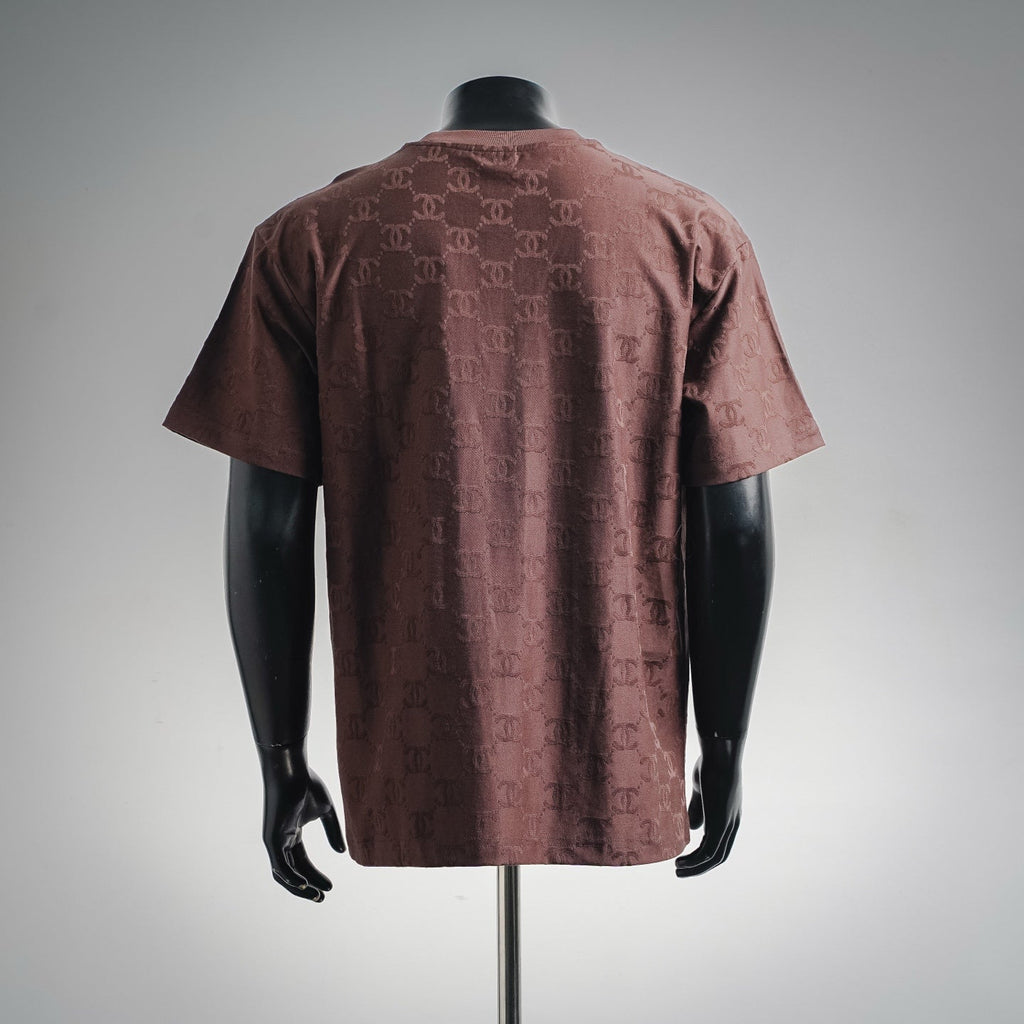 Chanel All-Over Jacquard Double C Monogram Cotton T-Shirt - Brown