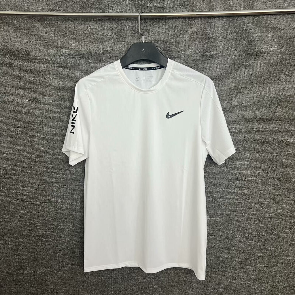 Nike Men's Dri-FIT Vertical Striped Breathable Running T-Shirt – Short Sleeve Athletic Tee