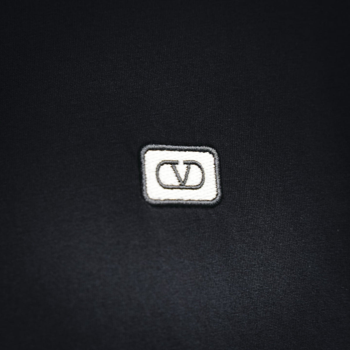 Valentino Metallic VLogo Patch Crewneck Cotton T-Shirt