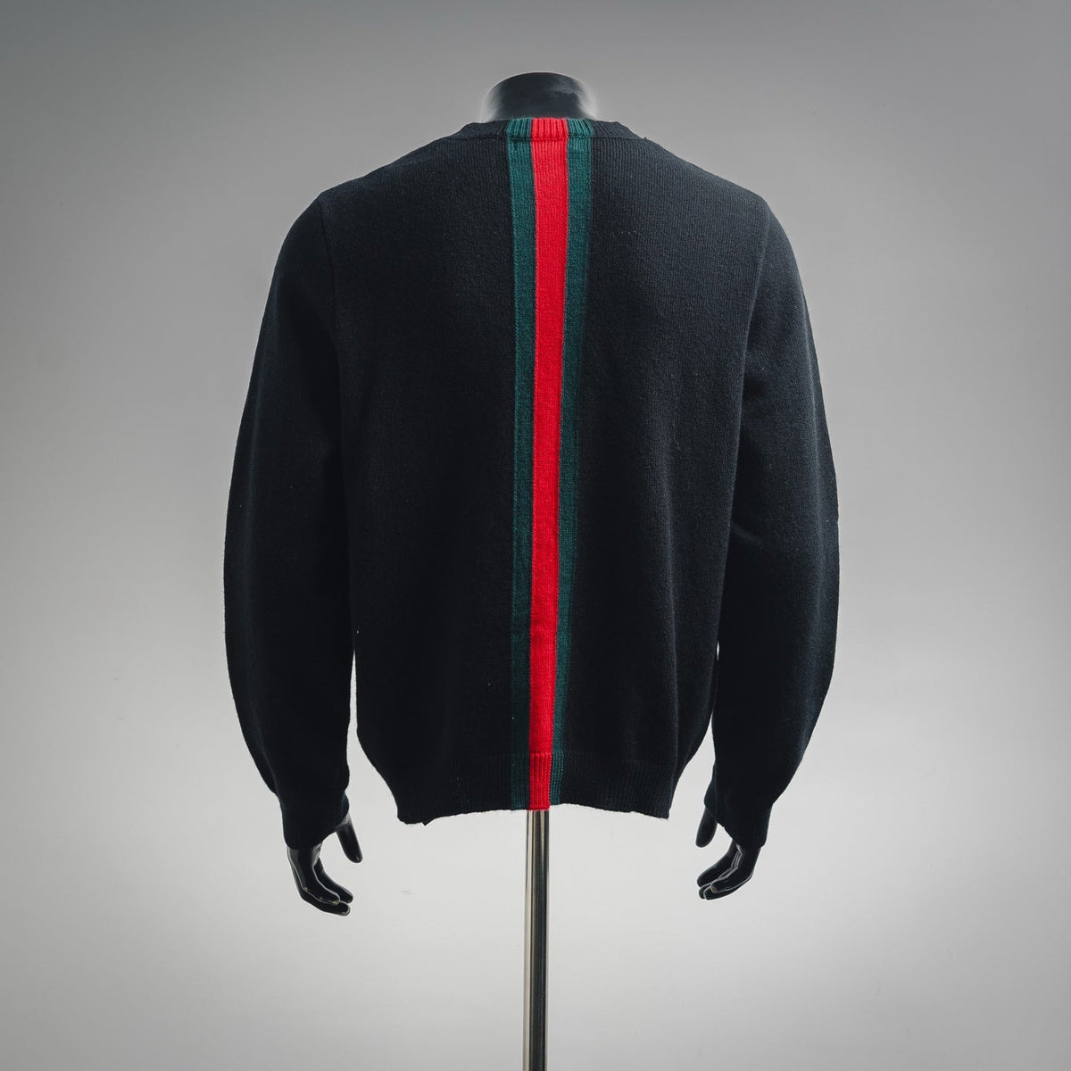 Gucci Web Stripe Crewneck Knit Sweater - Black