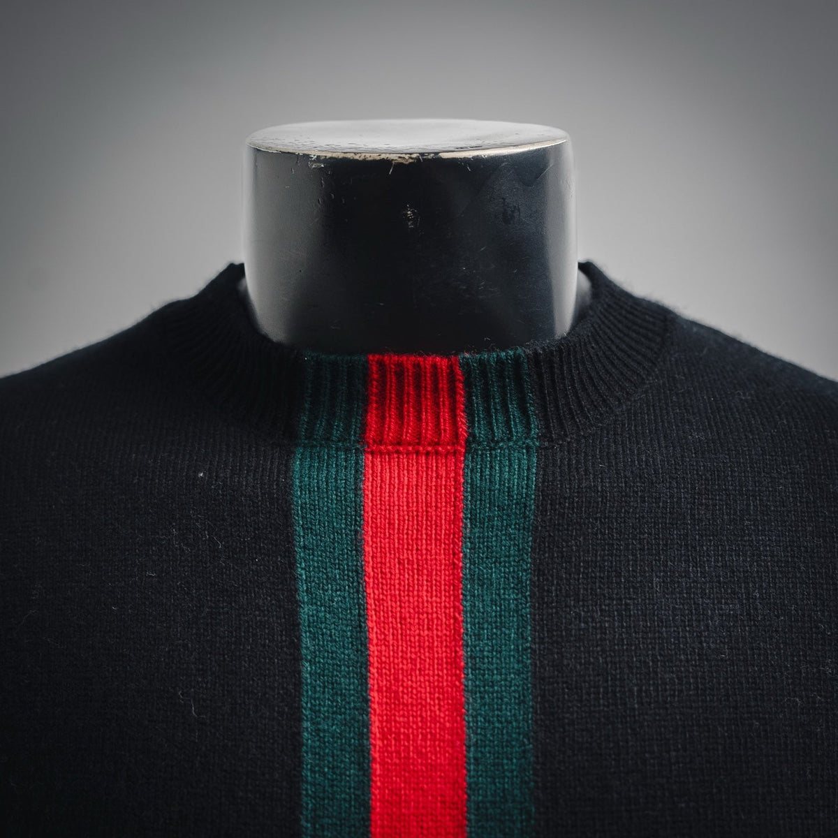 Gucci Web Stripe Crewneck Knit Sweater - Black