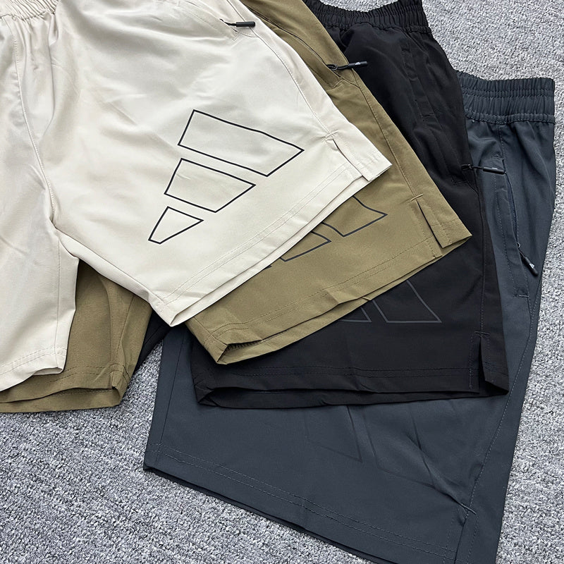 Adidas Men's Outline Logo Training Shorts – Lightweight Athletic Running Shorts with Zip Pockets