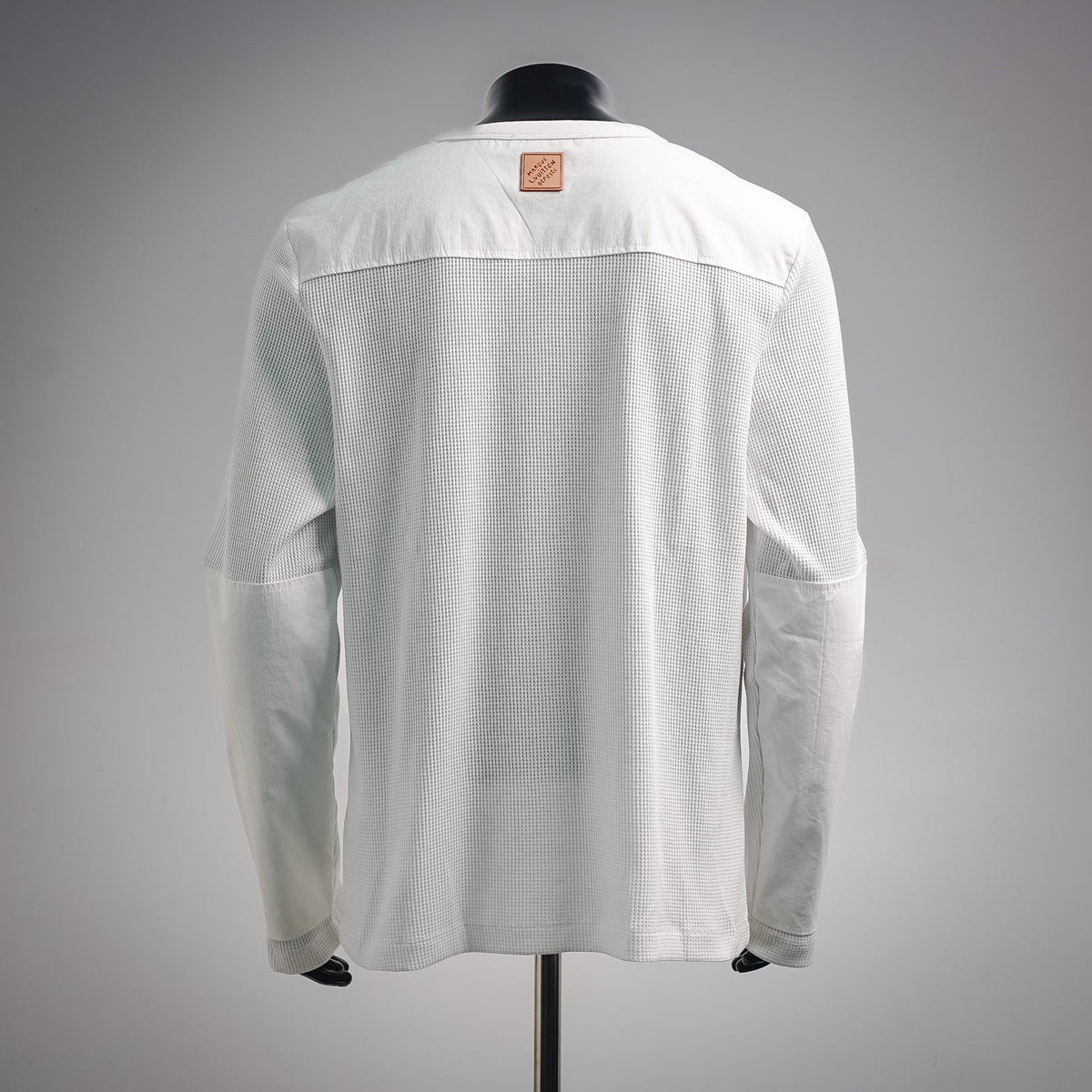 Louis Vuitton Waffle-Knit Panelled Long-Sleeve T-Shirt with Leather Patch