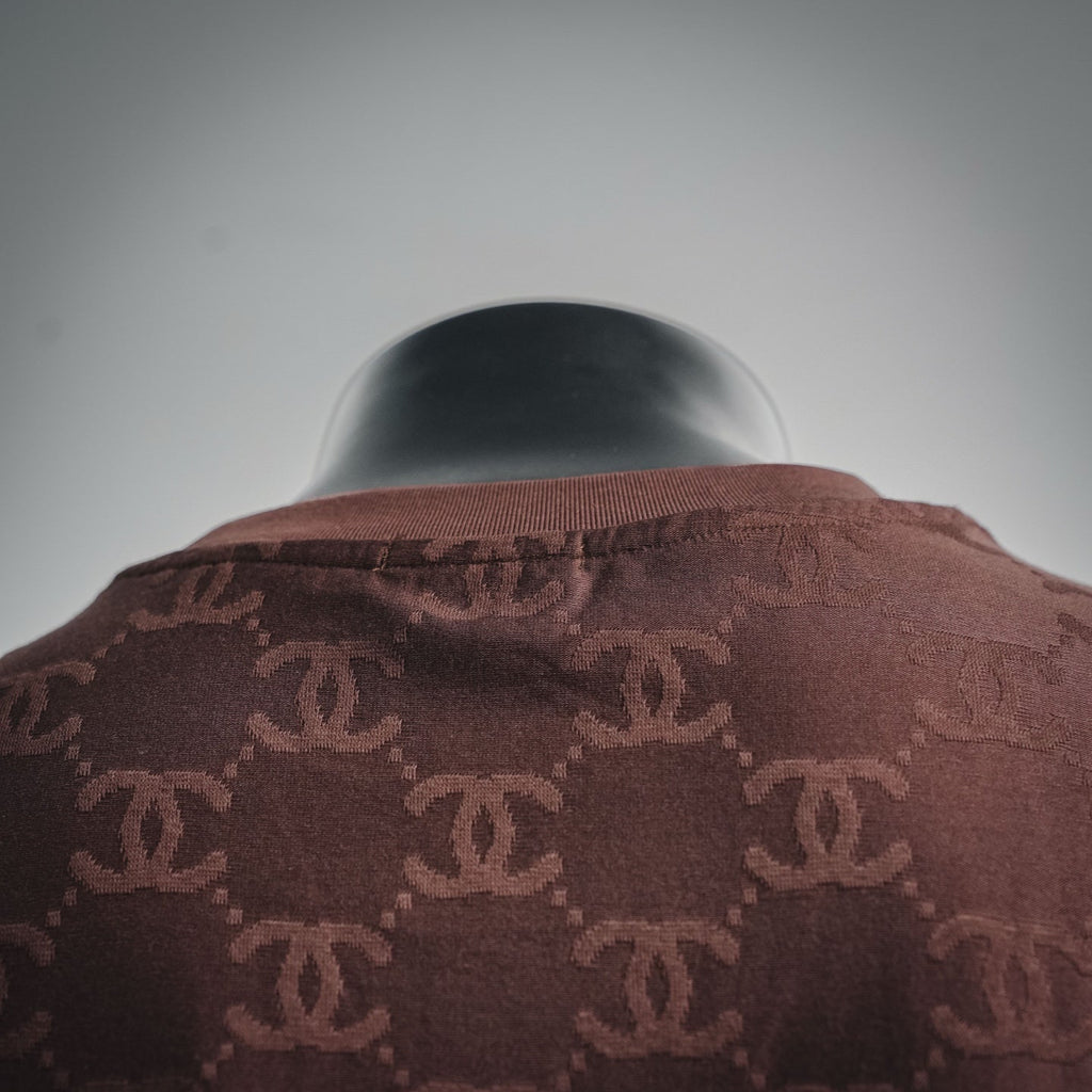 Chanel All-Over Jacquard Double C Monogram Cotton T-Shirt - Brown