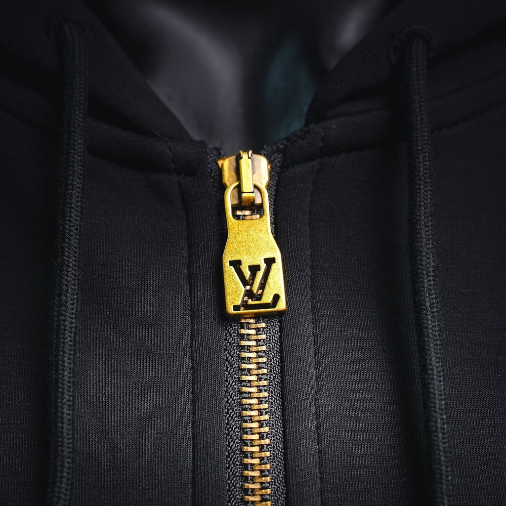 Louis Vuitton Pearl Drawstring Embossed Logo Zipped Hoodie