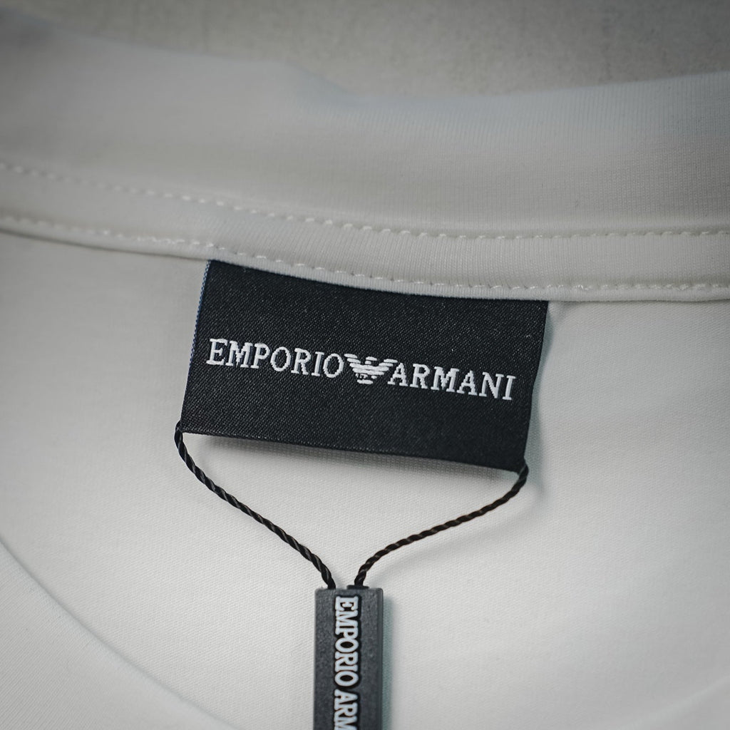 Emporio Armani Classic Eagle Logo Print Cotton T-Shirt - White