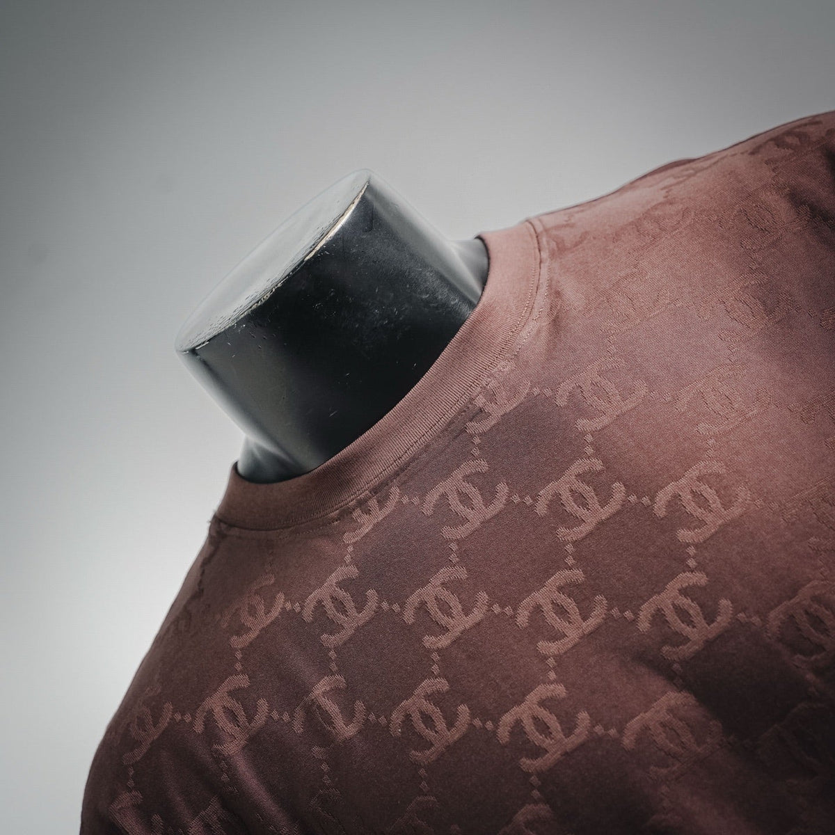 Chanel All-Over Jacquard Double C Monogram Cotton T-Shirt - Brown