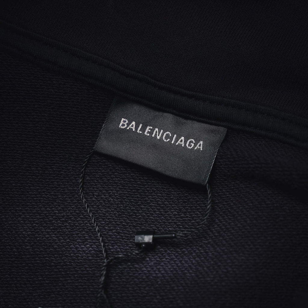Balenciaga DIY Metal Logo Washed & Distressed Half-Zip Sweatshirt