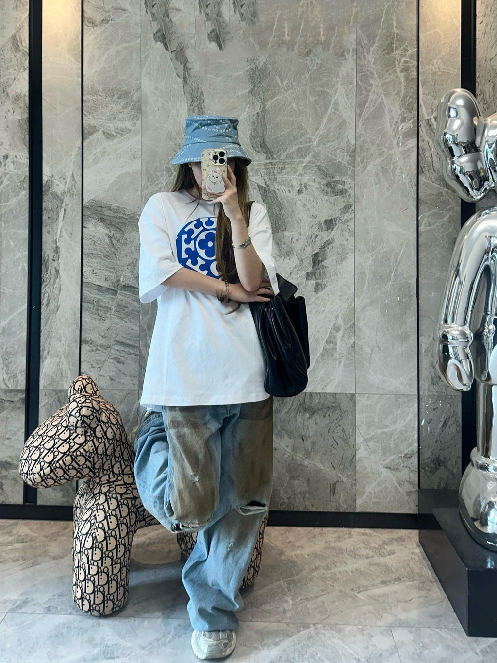Louis Vuitton Octagonal Monogram & Back Logo Printed T-Shirt - White