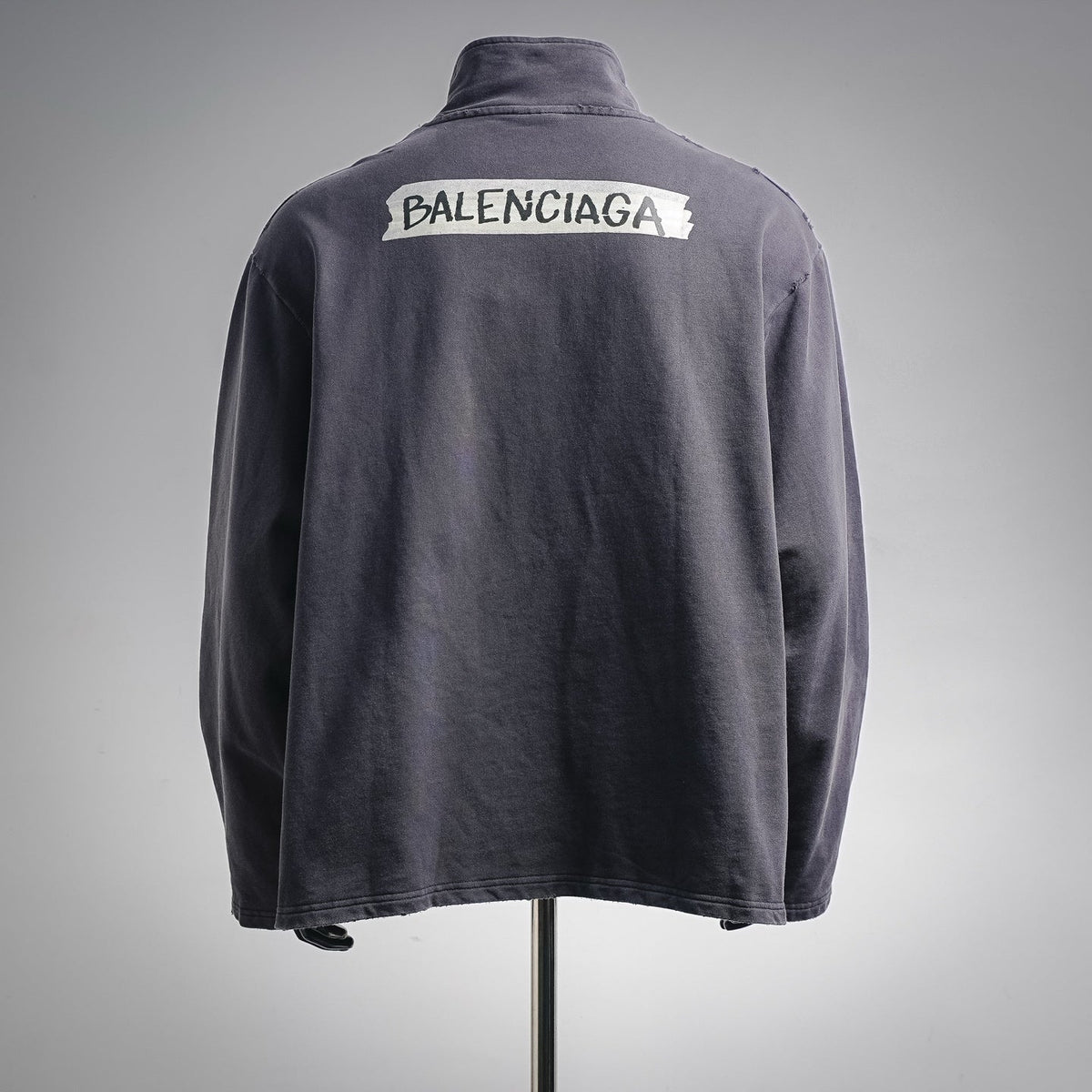 Balenciaga DIY Metal Logo Washed & Distressed Half-Zip Sweatshirt