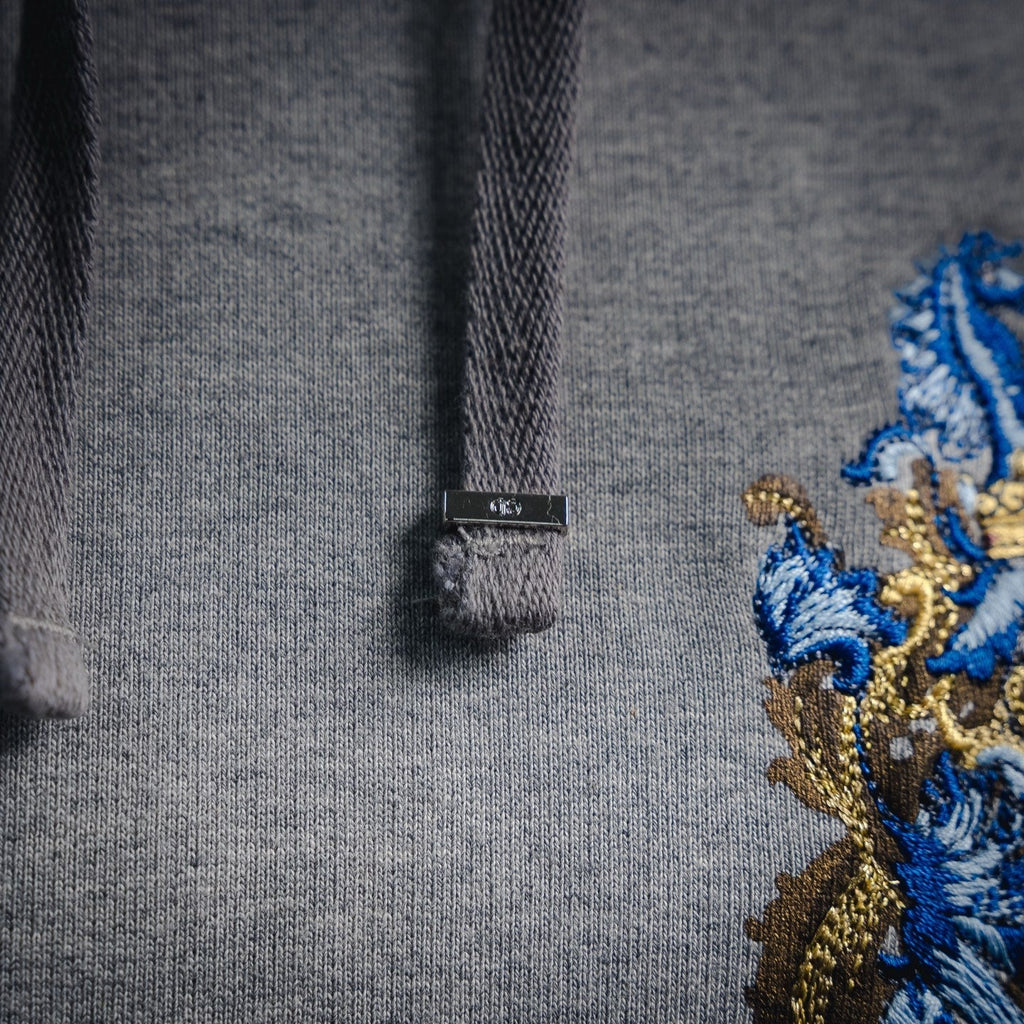 Dior Embroidered Coat of Arms Hooded Sweatshirt - Grey