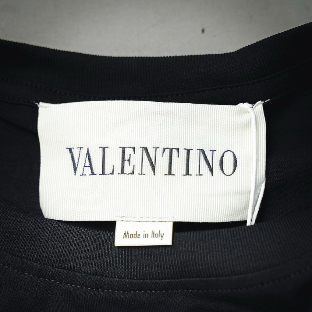Valentino Metallic VLogo Patch Crewneck Cotton T-Shirt