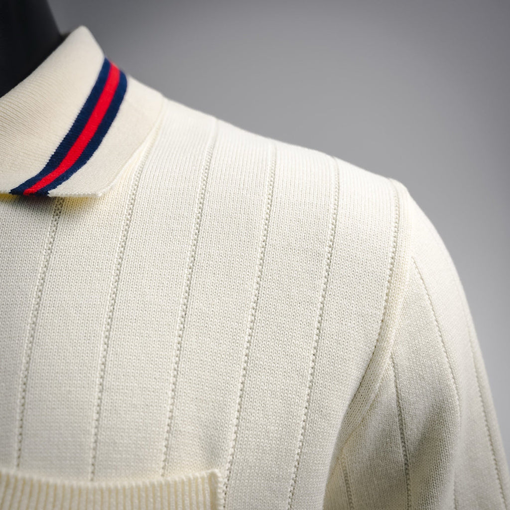 Gucci Embroidered Interlocking G Pocket Knit Polo Shirt - Off-White