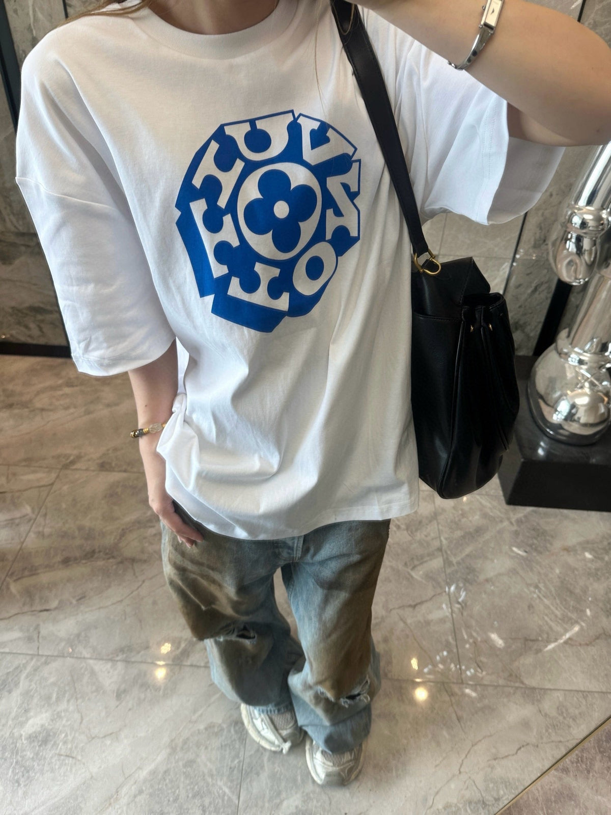 Louis Vuitton Octagonal Monogram & Back Logo Printed T-Shirt - White