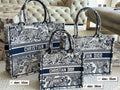 Dior Large Book Tote Bag in Blue Toile de Jouy Embroidery – 41cm Canvas Shopping Tote